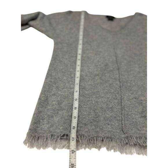 AMICI Pure Gray Grey V Neck 100% Cashmere Fringe 3/4 Dolman Sleeve Sweater SMALL - Picture 6 of 12